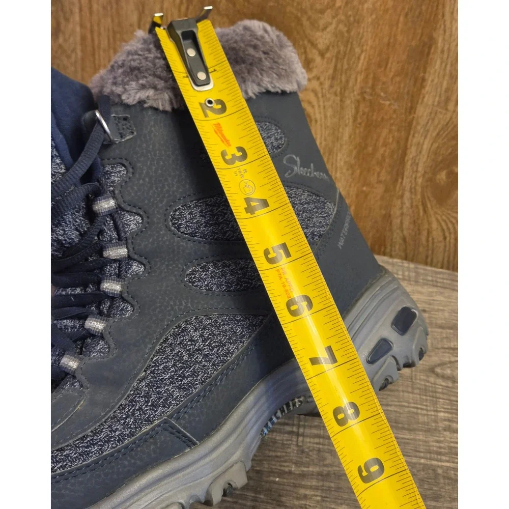 Skechers D'Lites Waterproof Winter Boots Womens Size 10 Navy Black Snow‎ Outdoor